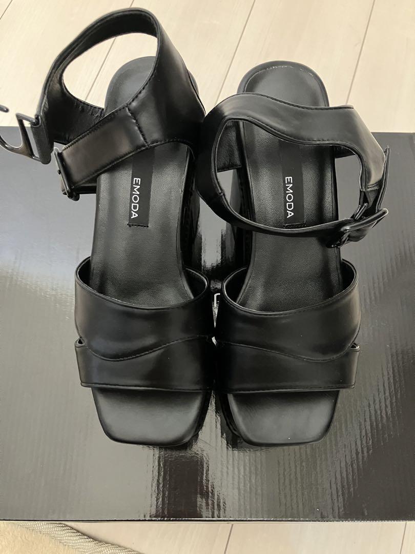 極美品 EMODA アシンメトリーカットバルキーサンダル