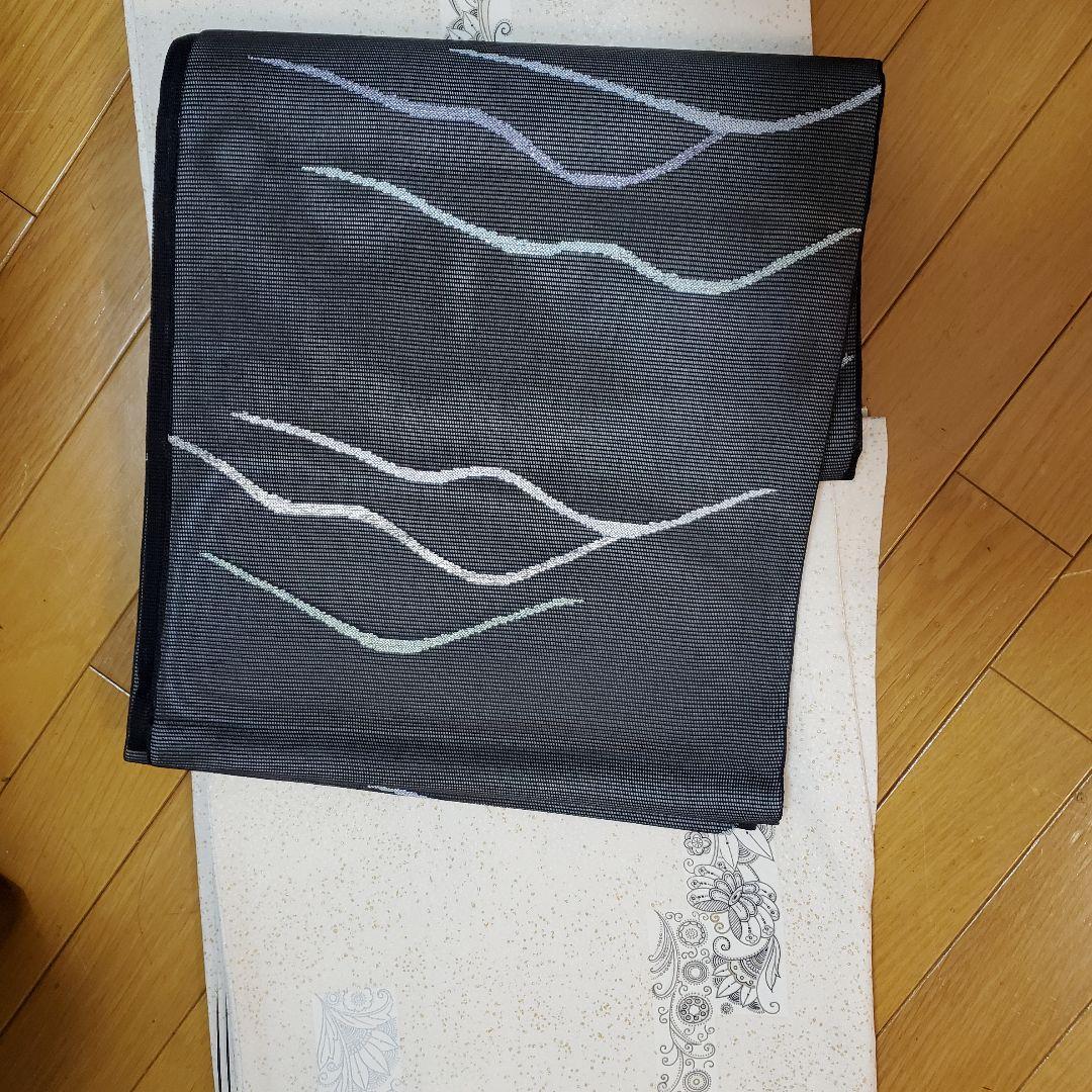 未使用品❗正絹　夏帯❗夏着物帯　袋帯　黒　訪問着袋帯　ブラック 未使用品❗正絹 夏帯❗夏着物帯 袋帯 黒 訪問着 付け下げ 色無地