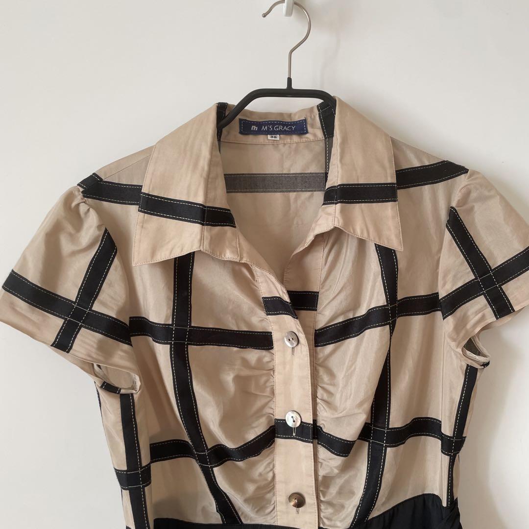 【激安通販オンラインショップ】 エムズグレイシー 格子柄シャツワンピース ワンピース