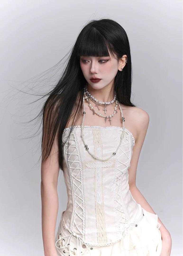 eu4ria WHITE CROSS TUBE TOP コルセット