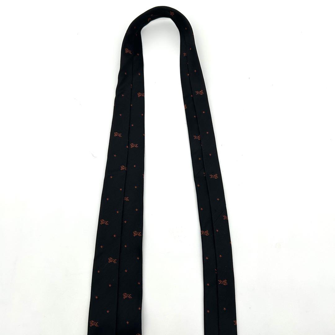 【極美品】イルビゾンテ　ロゴ　ネクタイ　総柄　ブラック　シルク100%　絹　刺繍