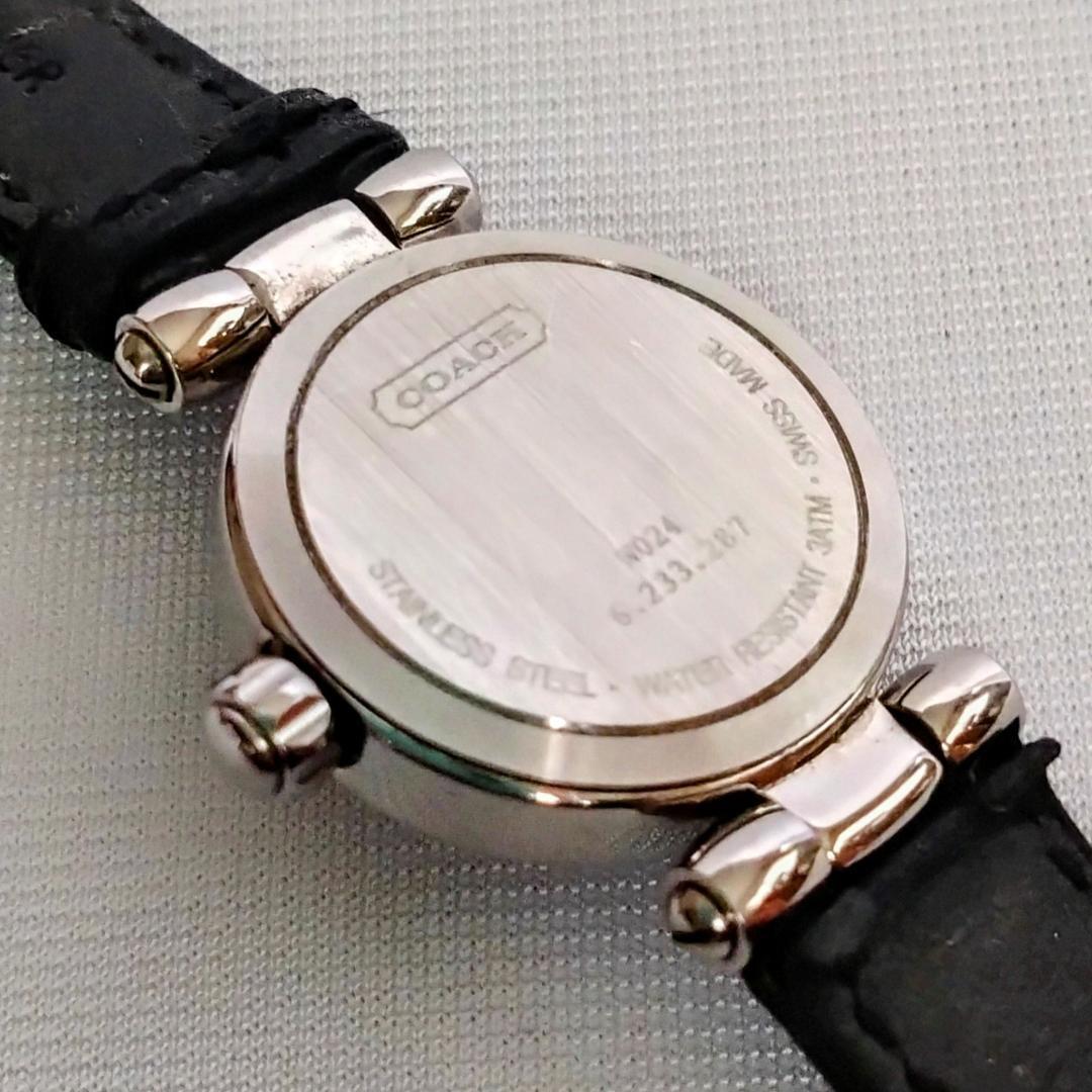 良品 COACHコーチ レディース腕時計シルバー ブラック かわいいキュート ＄