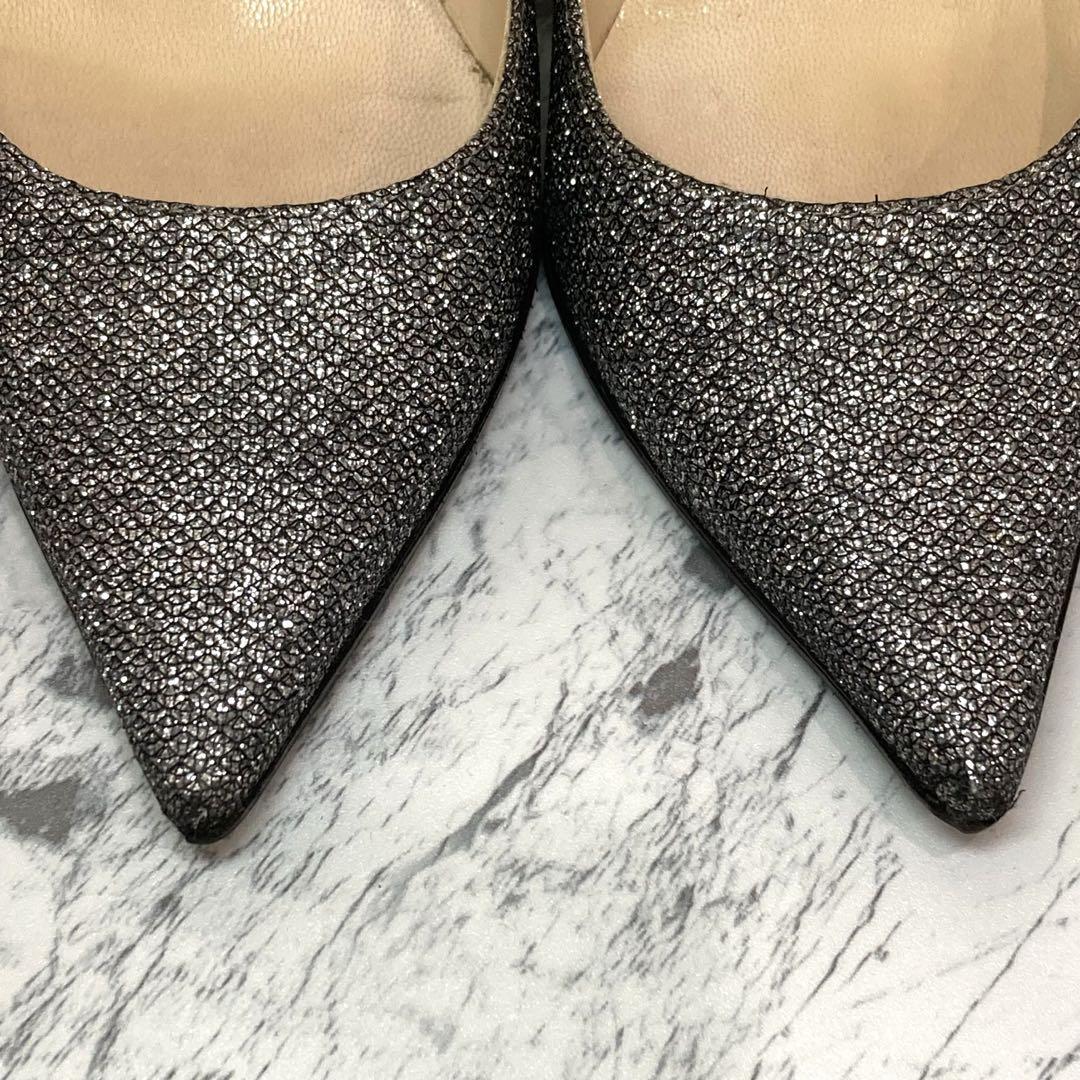 【Erika】JIMMY CHOO ラメ グリッター シルバー パンプス