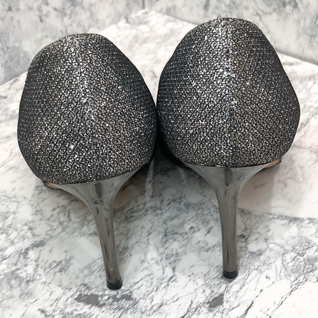 【Erika】JIMMY CHOO ラメ グリッター シルバー パンプス