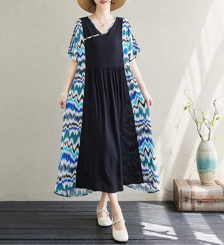 大きいサイズ レディース ワンピース　ロング　ミモレ　春夏 秋 新品 半袖
