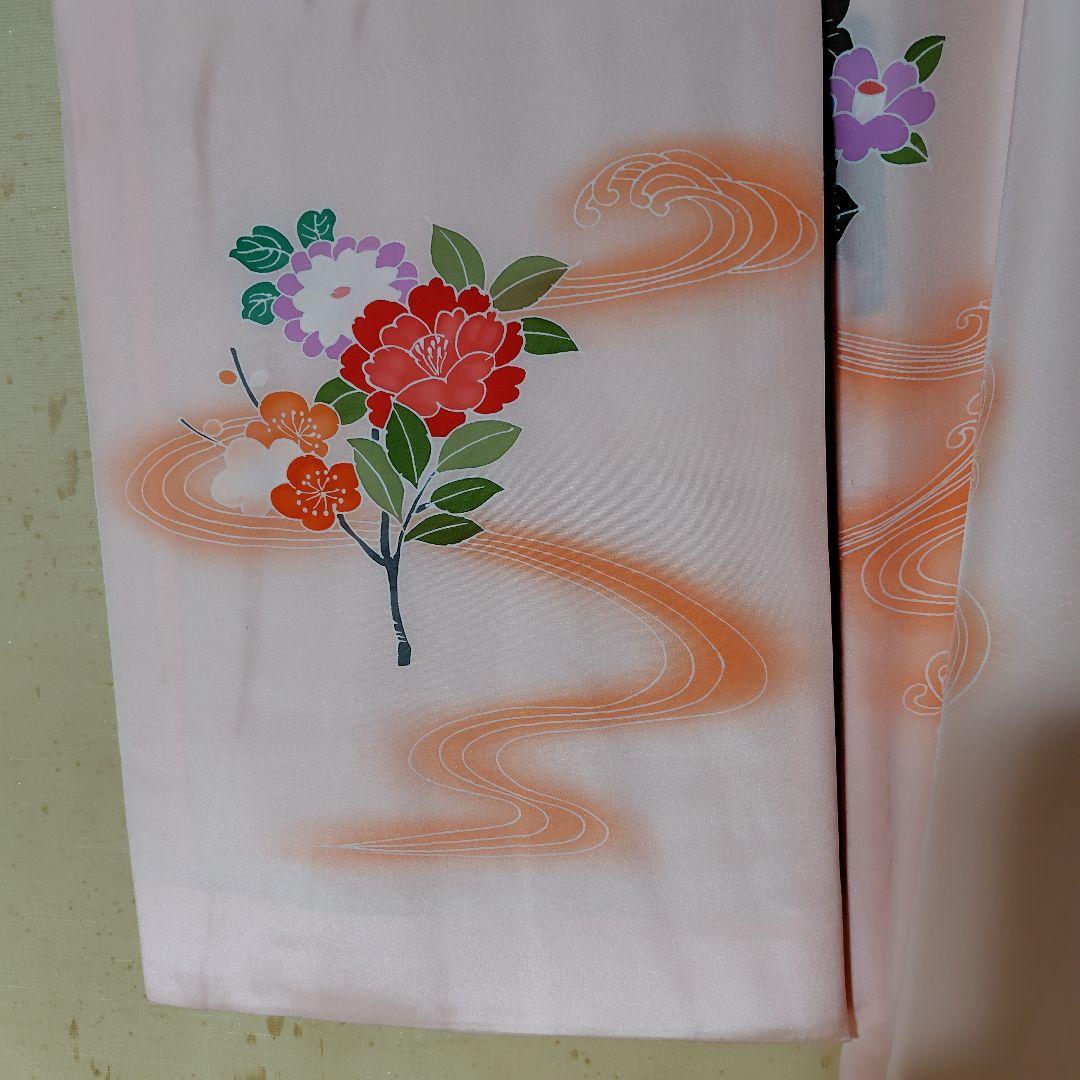 【2025年製 新品】 着物晴着子供用ピンク レディース サテン 花柄刺繍 着物・浴衣