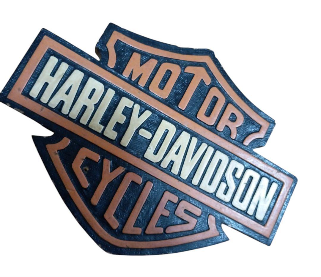 年代物　Harley-Davidson 木製ロゴ 約31 x 24 インテリア