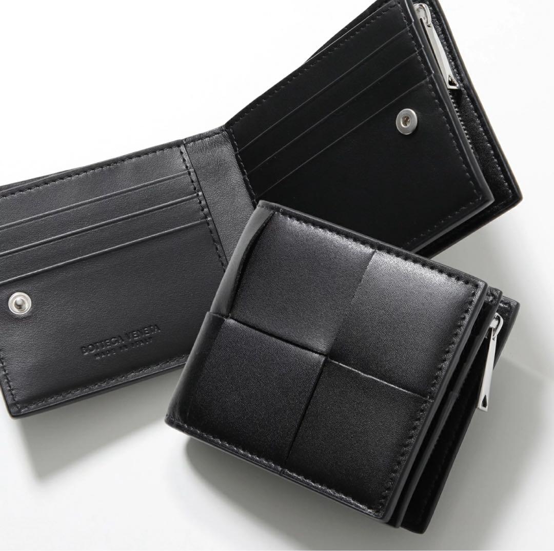 新品　BOTTEGA VENETA 二つ折り財布　コインケース付き ブラック