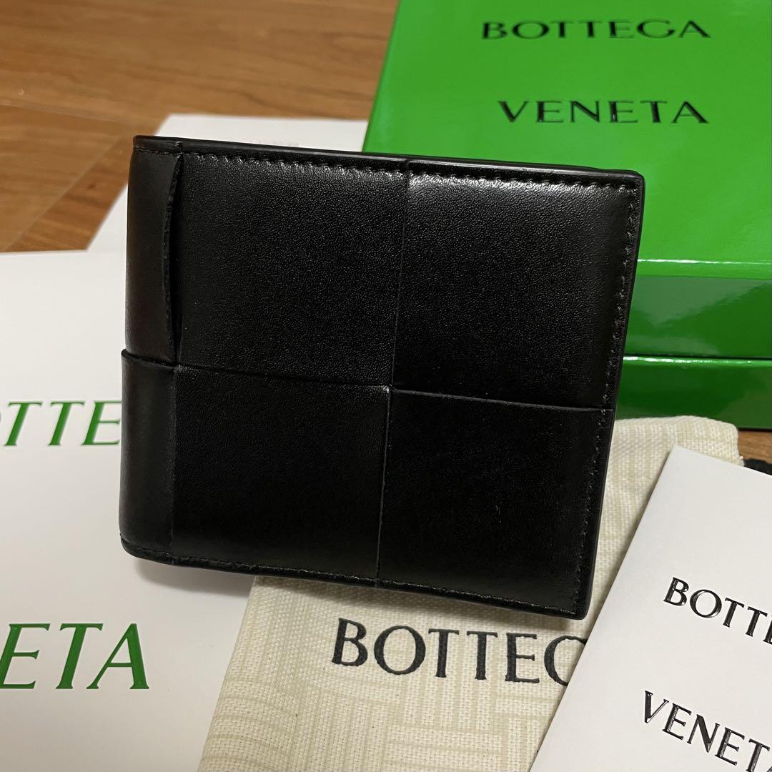 新品　BOTTEGA VENETA 二つ折り財布　コインケース付き ブラック