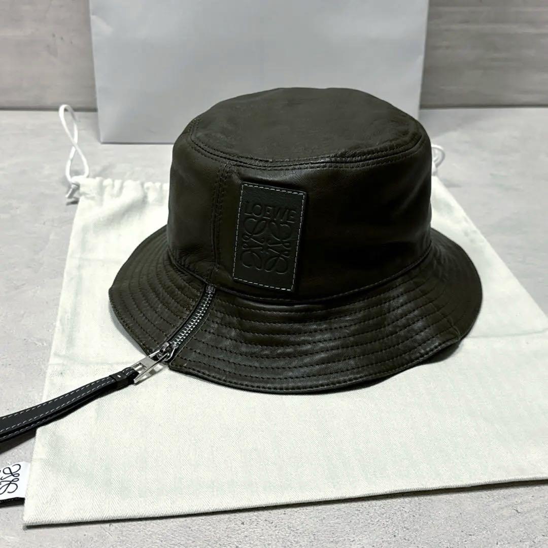 新品 LOEWE ロエベ アナグラム レザーフィッシャーマンハット帽子