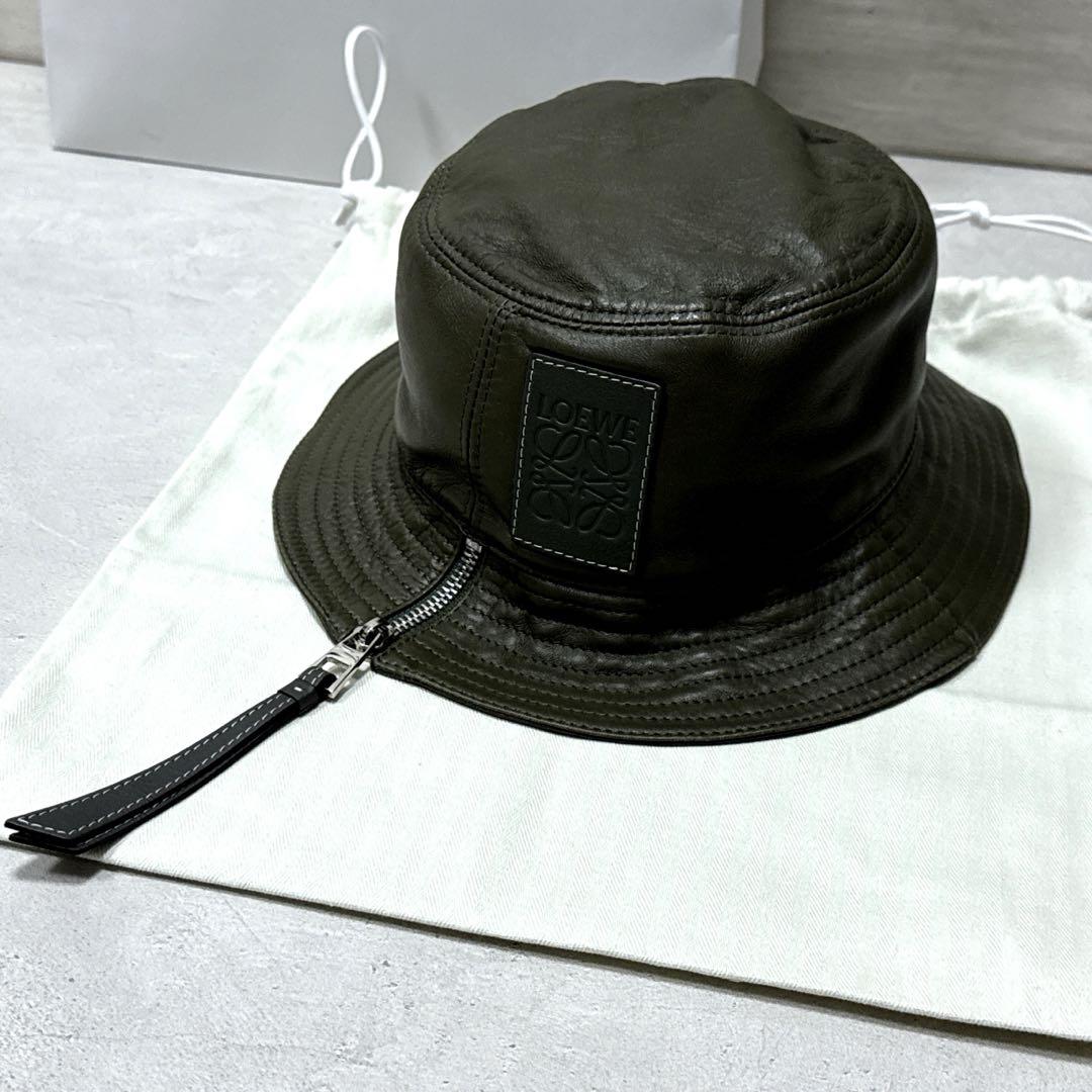 新品 LOEWE ロエベ アナグラム レザーフィッシャーマンハット