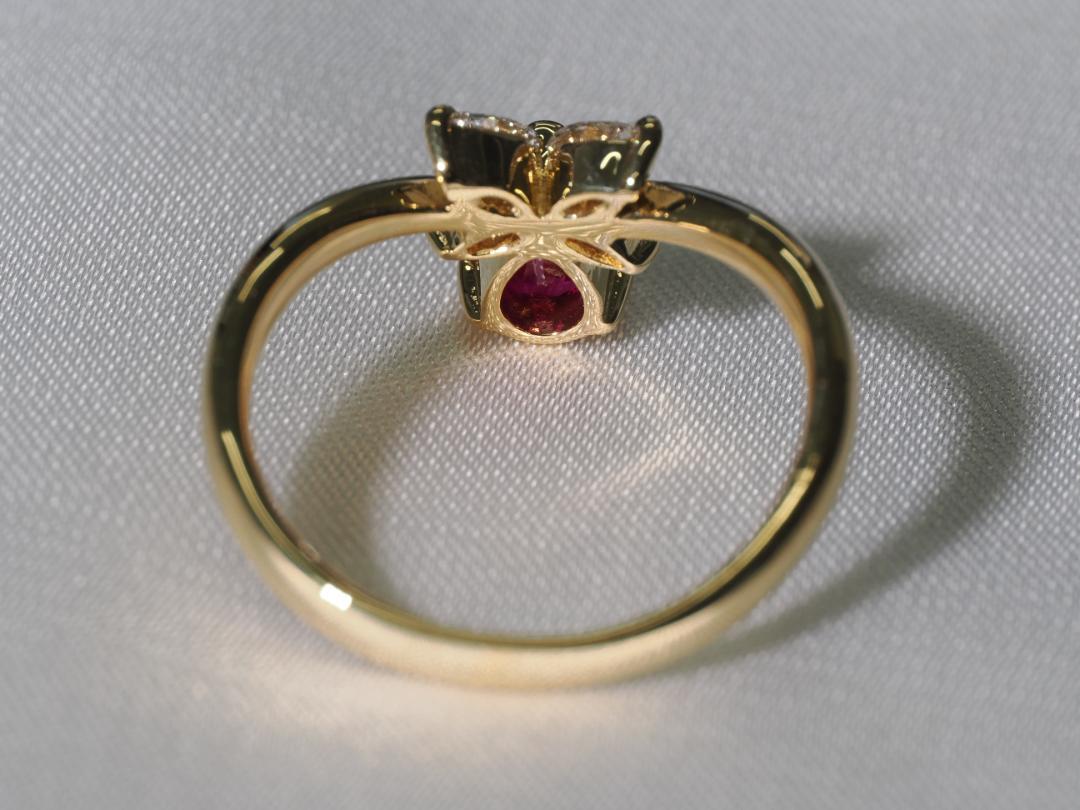 ビルマ産ルビー0.48ct D0.21ct K18 リング