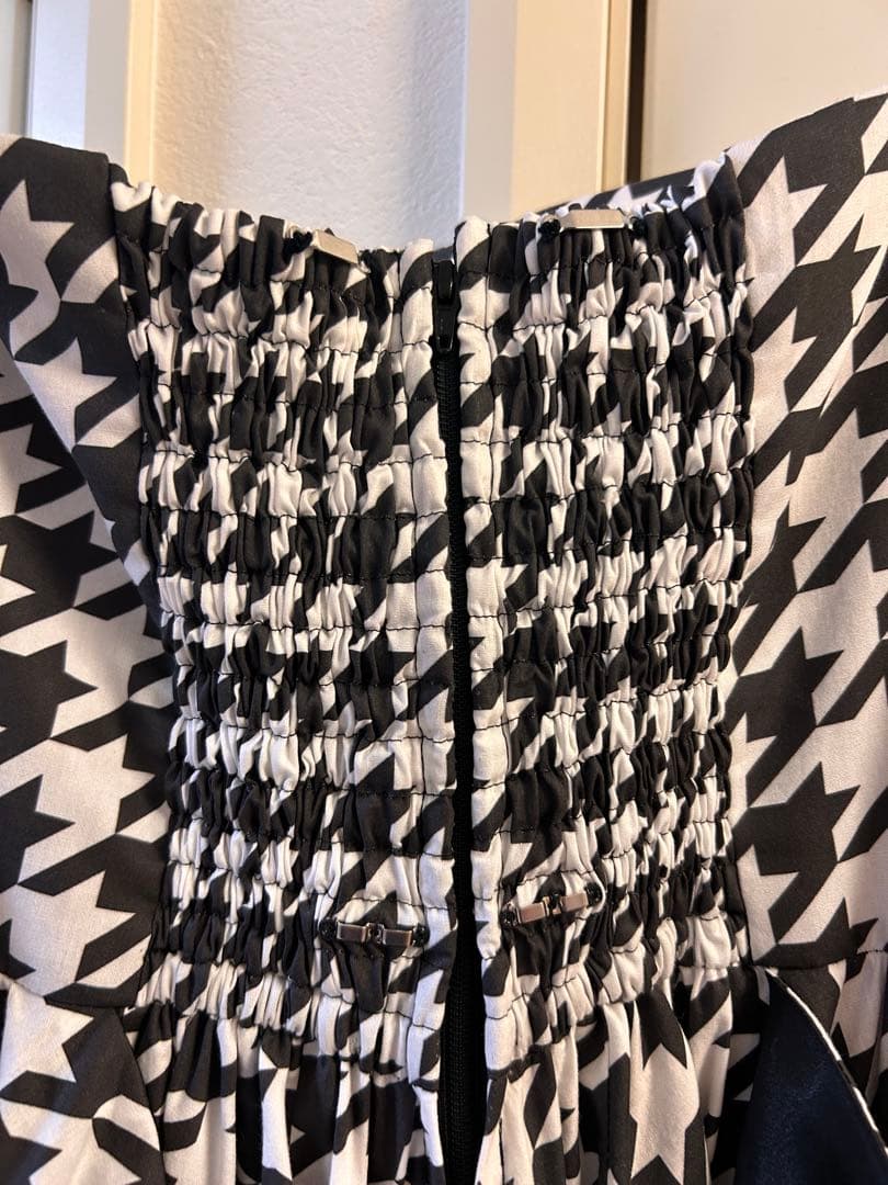 H015 オリジナルドレス 一点モノ 千鳥格子柄 カラードレス ストラップレス H015 オリジナルドレス 一点モノ 千鳥格子柄 カラードレス ストラップレス