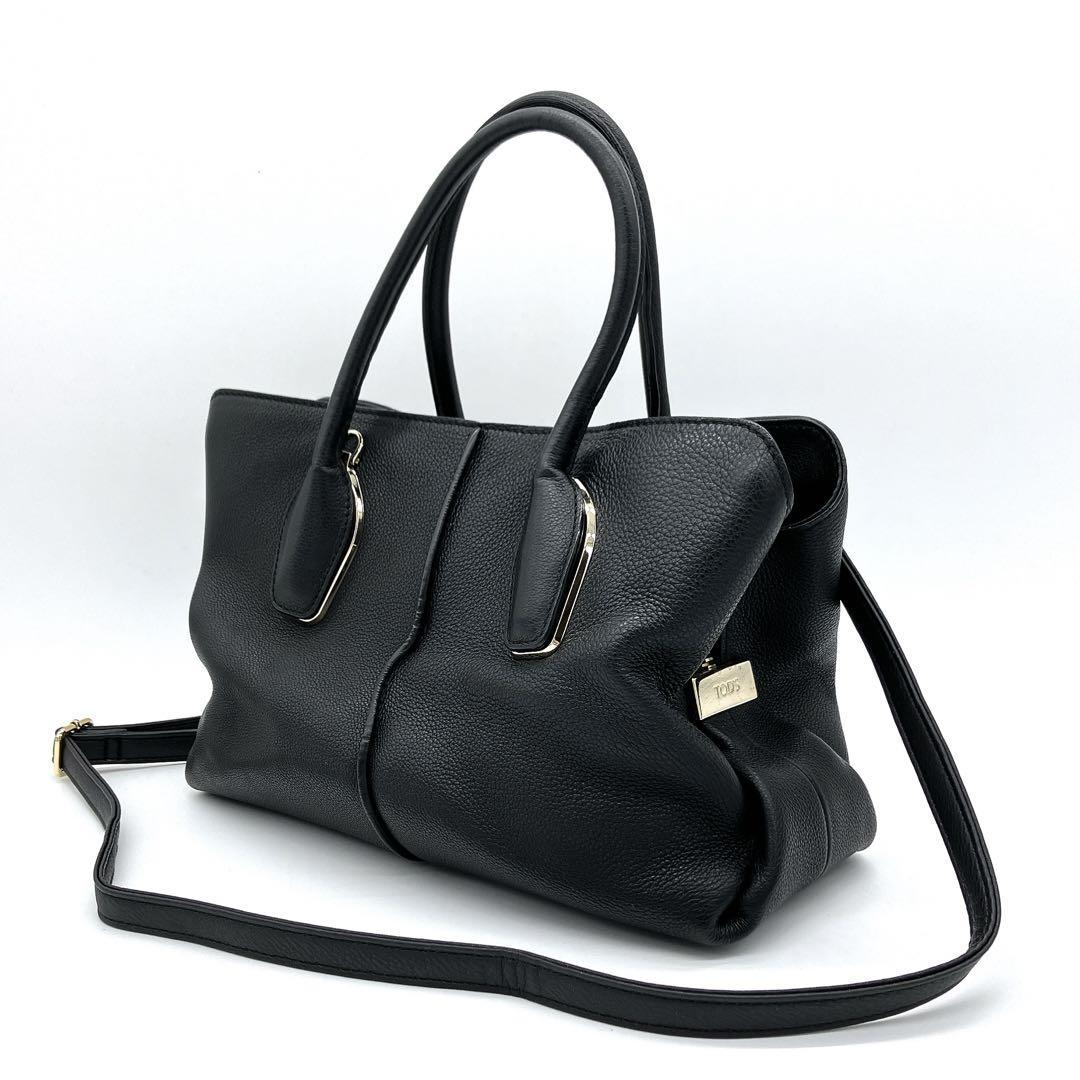 【TOD'S】2wayバッグ　ハンドバッグ　D-bow レザー　ブラック