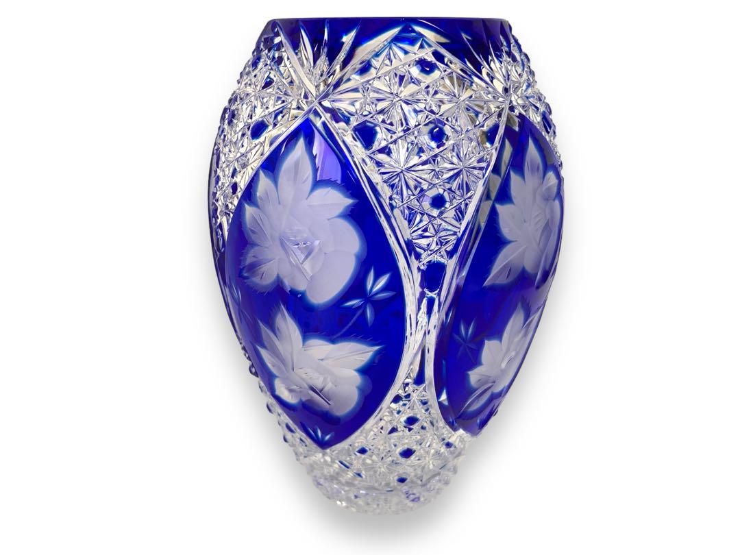 ☆極美品　POLONIA フラワーベース　ブルー　花瓶　ガラス