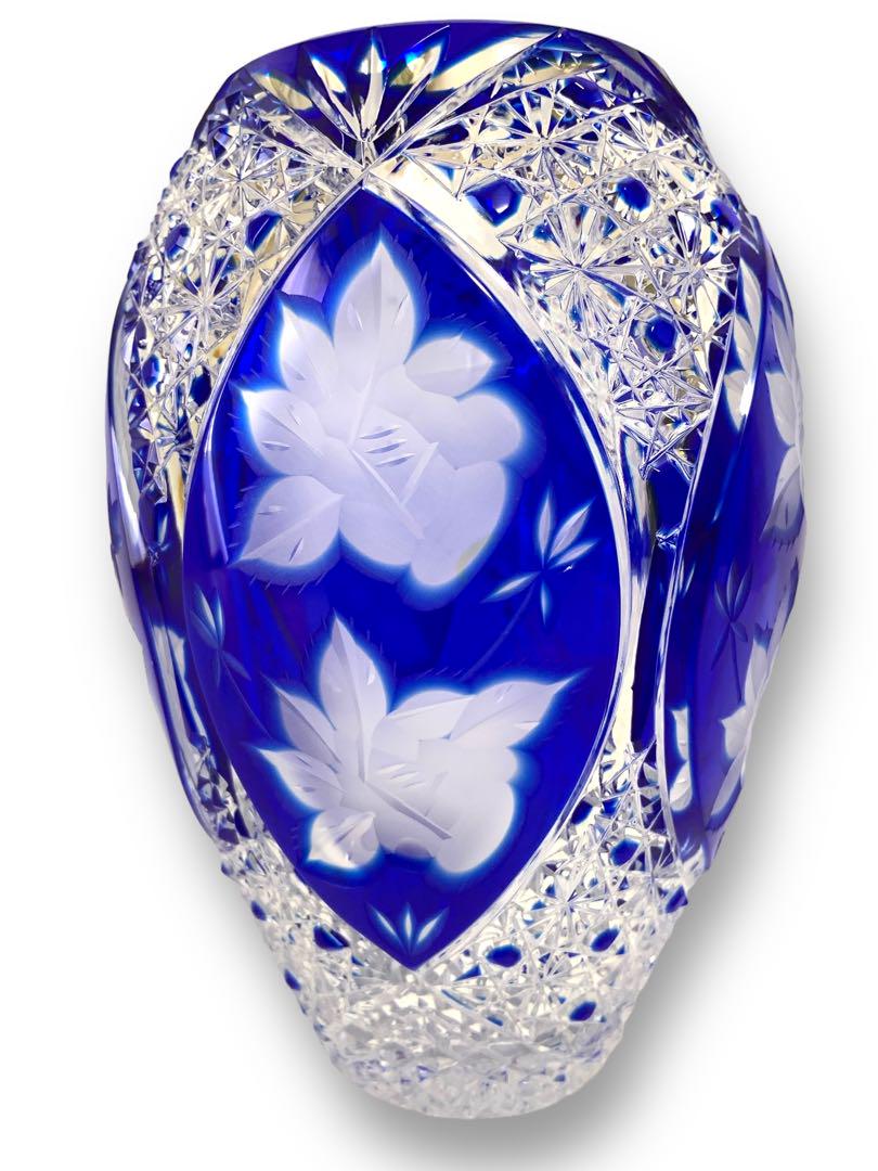 ☆極美品　POLONIA フラワーベース　ブルー　花瓶　ガラス
