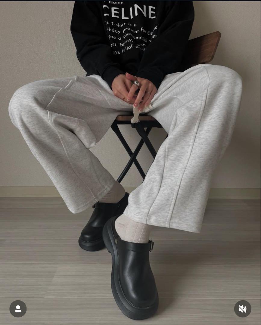 【新品タグ付き】POPUPOO おなつさんコラボ（LLサイズ）サボ　サンダル　黒靴