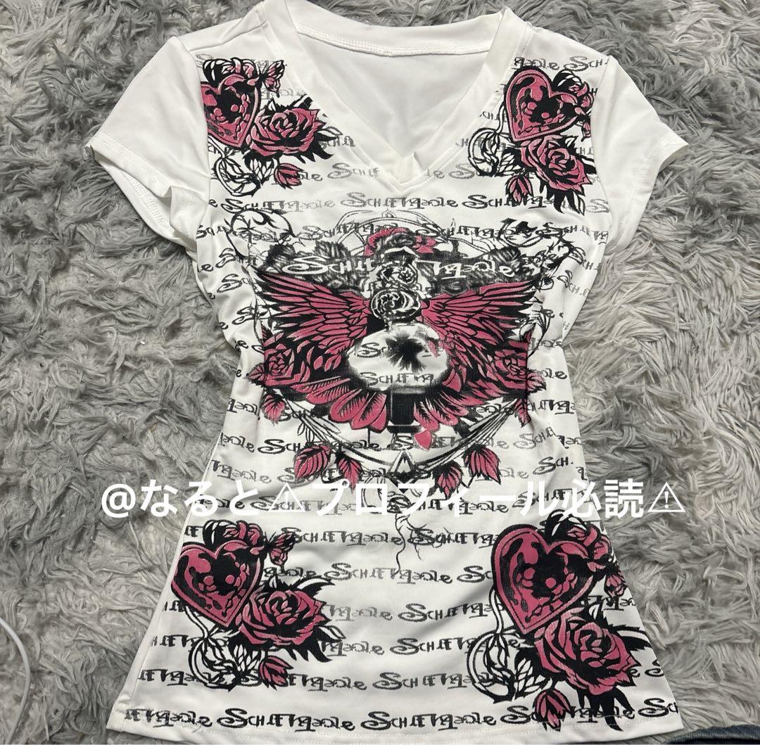 ブランド品 通販サイト 平成ギャル 系 エドハーディー grunge ドクロ ロンT 薔薇 スカル骸骨 トップス