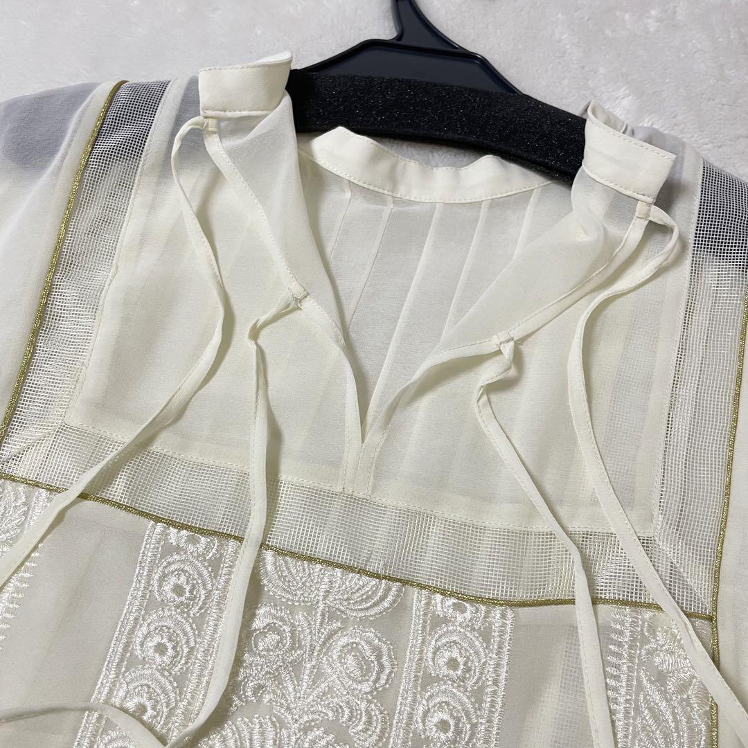 【Ameri VINTAGE】MEDI EMBROIDERY LONG TOP