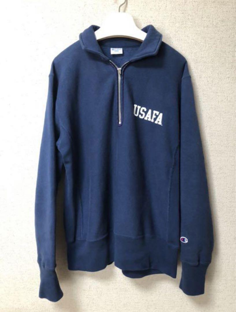 チャンピオン USAFA ハーフジップ スウェット 復刻 単色