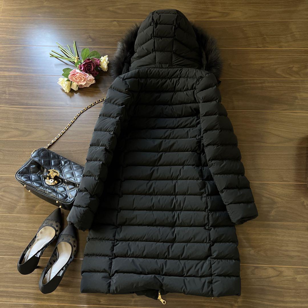 美品 ユナイテッドアローズ フーデットダウンコートロング ブラック　38