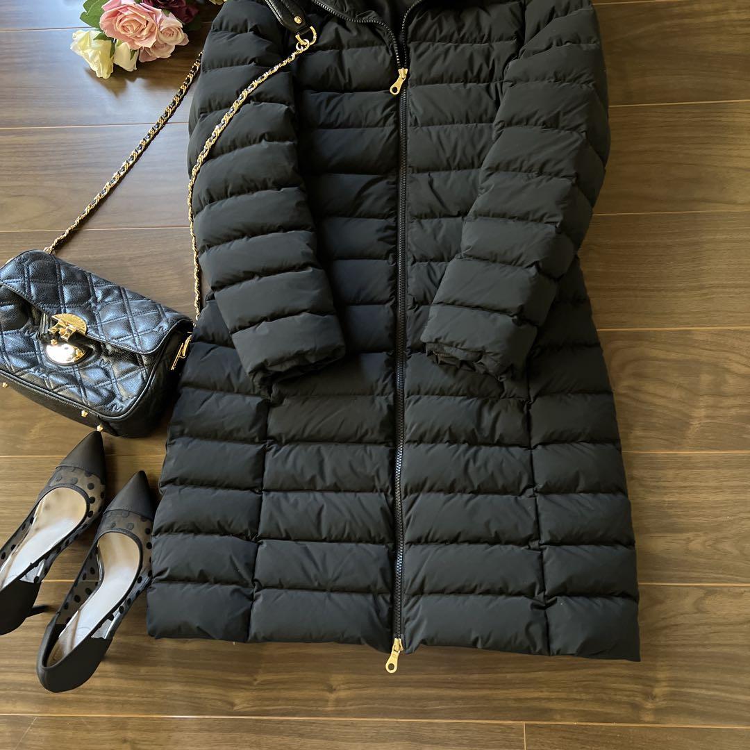 美品 ユナイテッドアローズ フーデットダウンコートロング ブラック　38