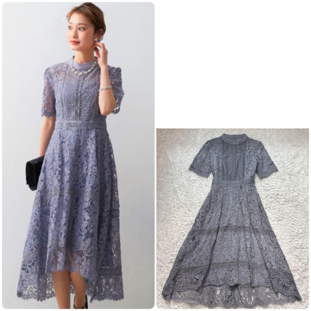 美品 Dorry doll ケミカルレース使いミモレ丈ワンピースドレス 38