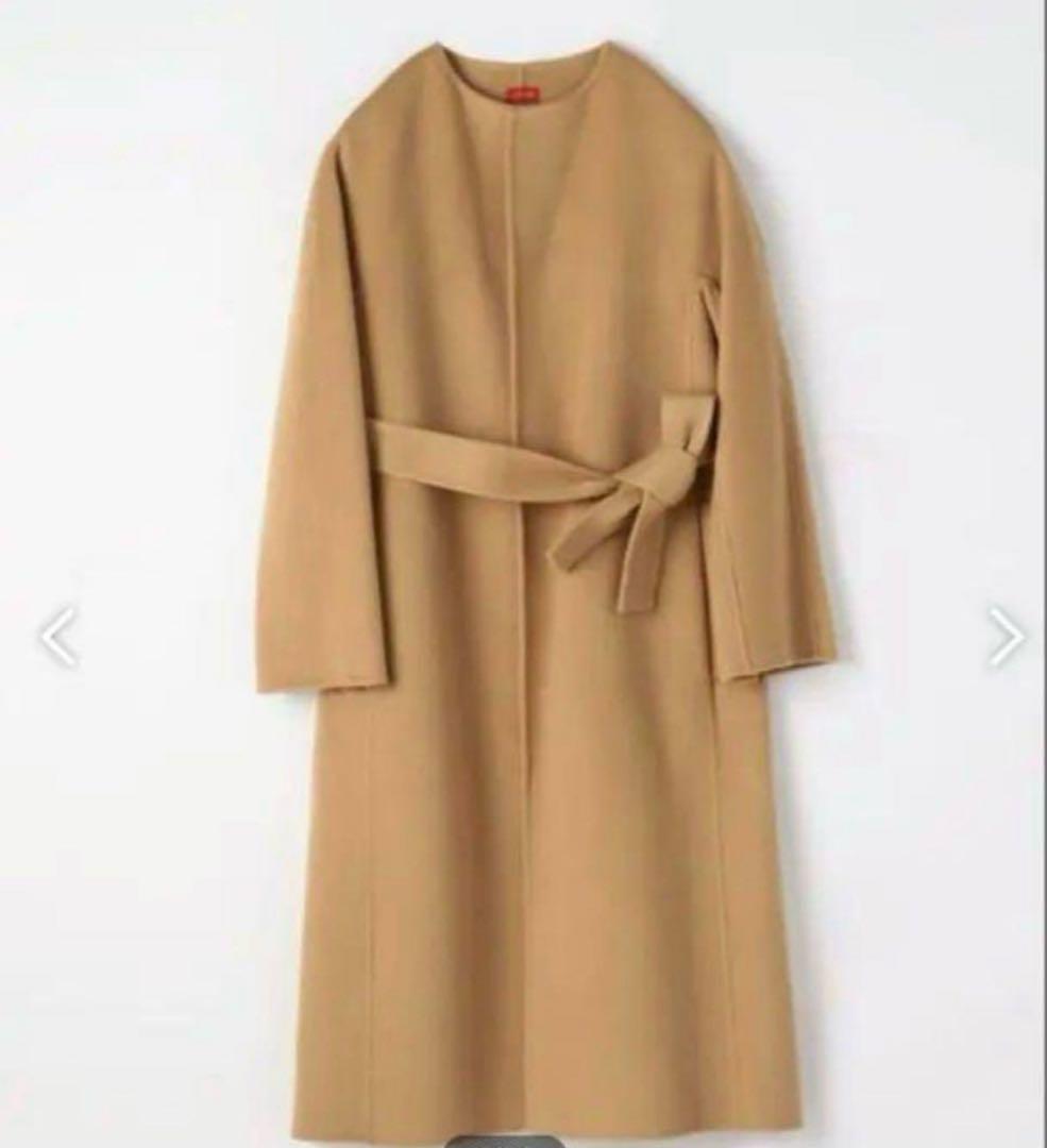 DES PRES ウールメルトン クルーネックコート 34 キャメル ７号