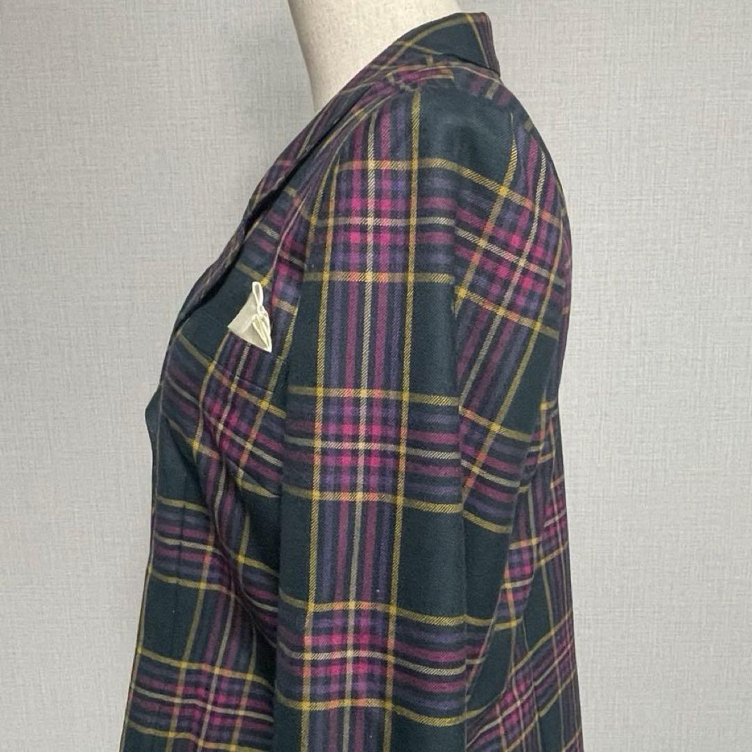 美品 レリアン 4つボタン チェック柄 レトロ 高級 ウール