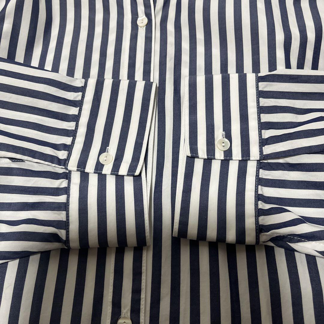 Spick & Span ノーカラー ストライプ シャツ