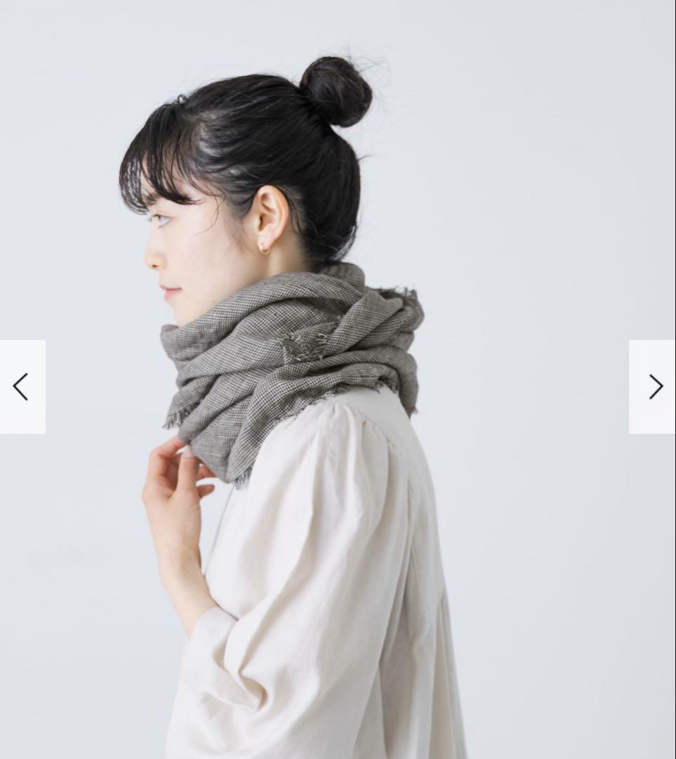 新品タグ付き　かぐれ　リネンチェックスクエアストール　アーバンリサーチ ドアーズ 新品タグ付き かぐれ リネンチェックスクエアストール アーバン