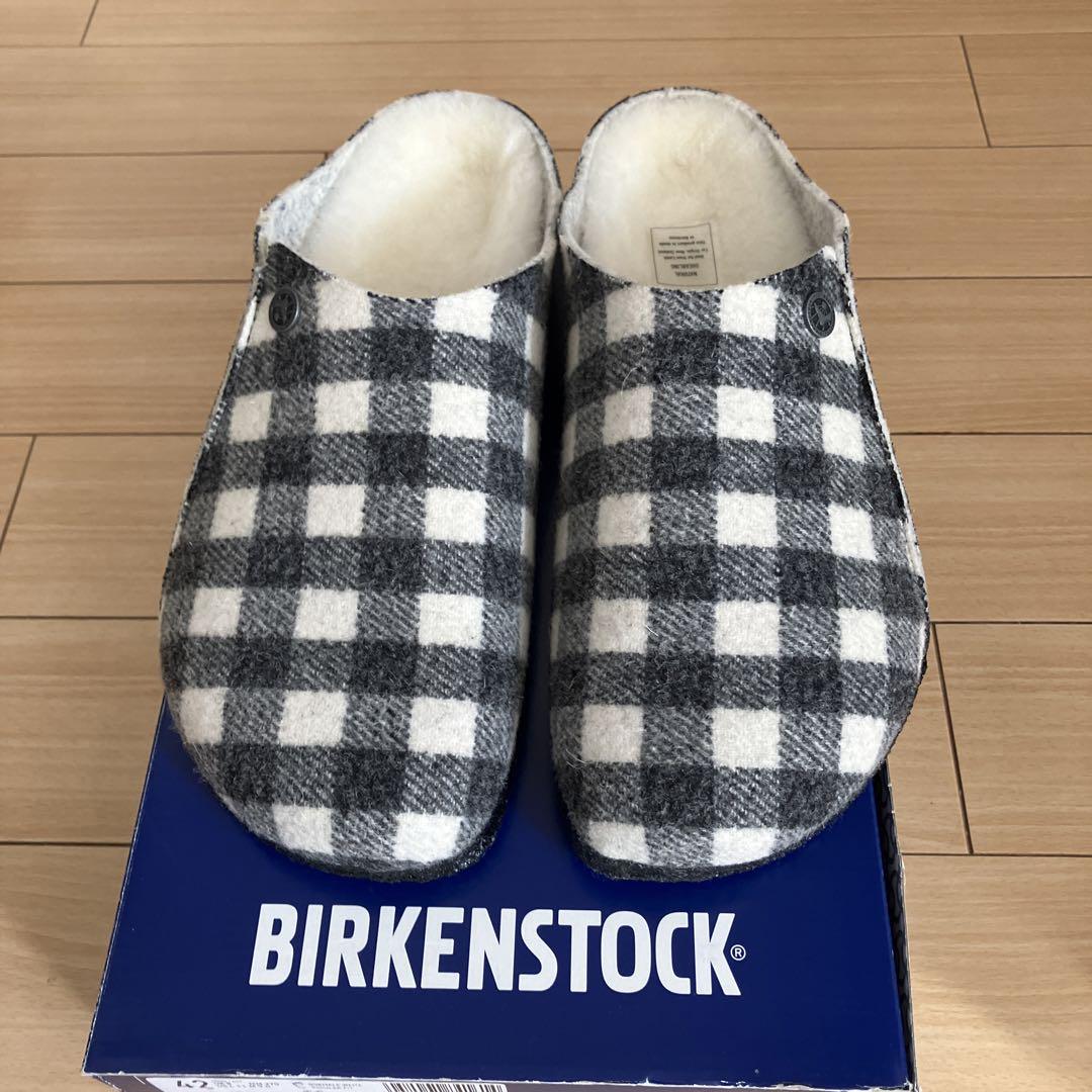 BIRKENSTOCK スリッパ グレー・ホワイトチェック サイズ42