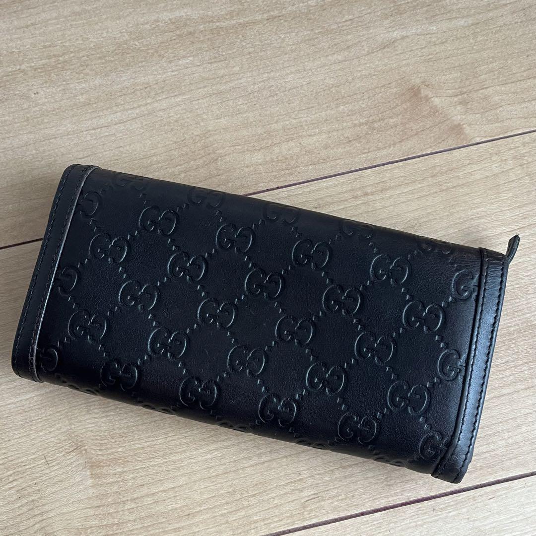 GUCCI グッチ GG シマ インターロッキング　長財布 ブラウン　レザー