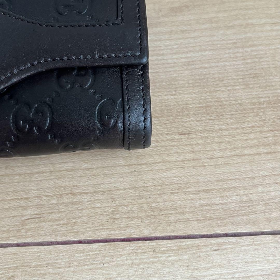 GUCCI グッチ GG シマ インターロッキング　長財布 ブラウン　レザー
