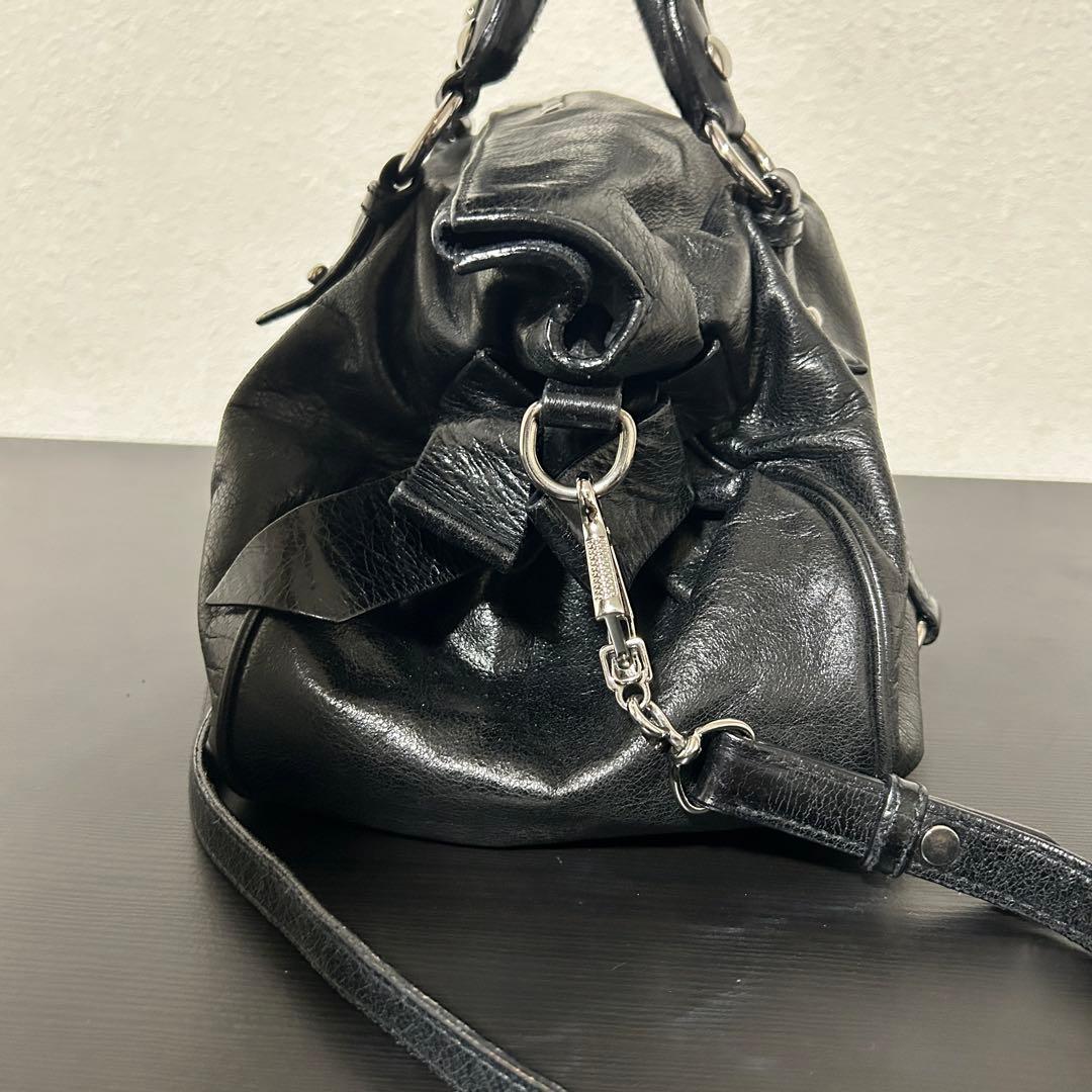 美品 miu miu vitello lux 2way ribbon bag