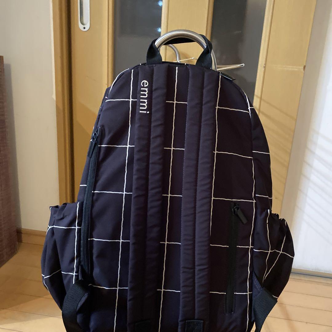 emmi eco 撥水チェックギャザーボディーバックパック