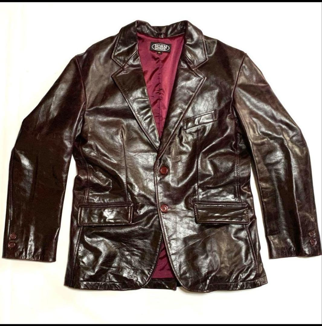ホーンワークス サイズ5L レザーテーラードジャケット メンズ 本革 茶系