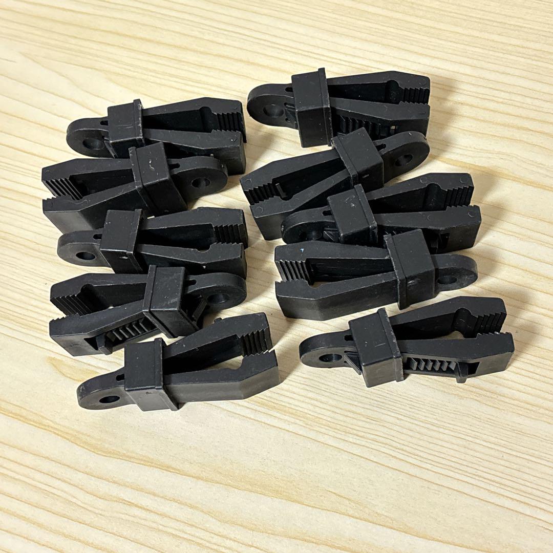 テント固定クリップ プラスチック アリゲーター型 タープクリップ 10個入り 黒
