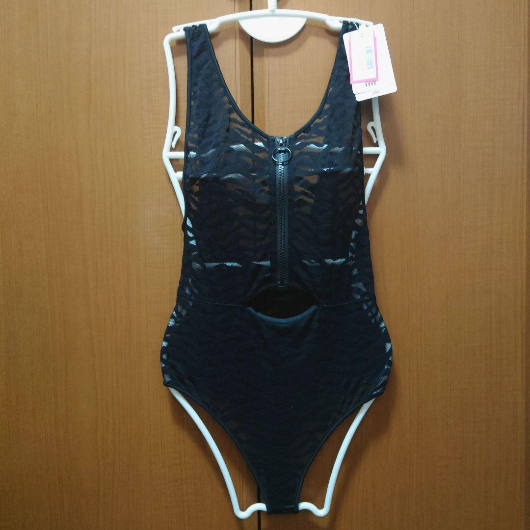 wicked weasel 黒メッシュ柄シースルーワンピース水着