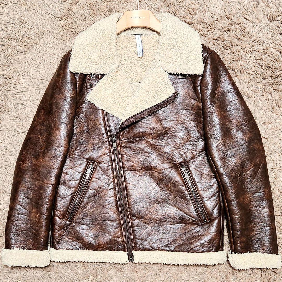 ZARA フライトジャケット B-3 レザージャケット ボア ライダース ザラM ZARA