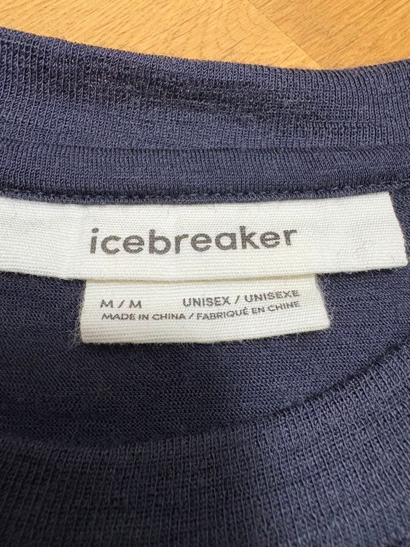【美品】ICEBREAKER メリノウール TシャツMネイビー　アイスブレイカー