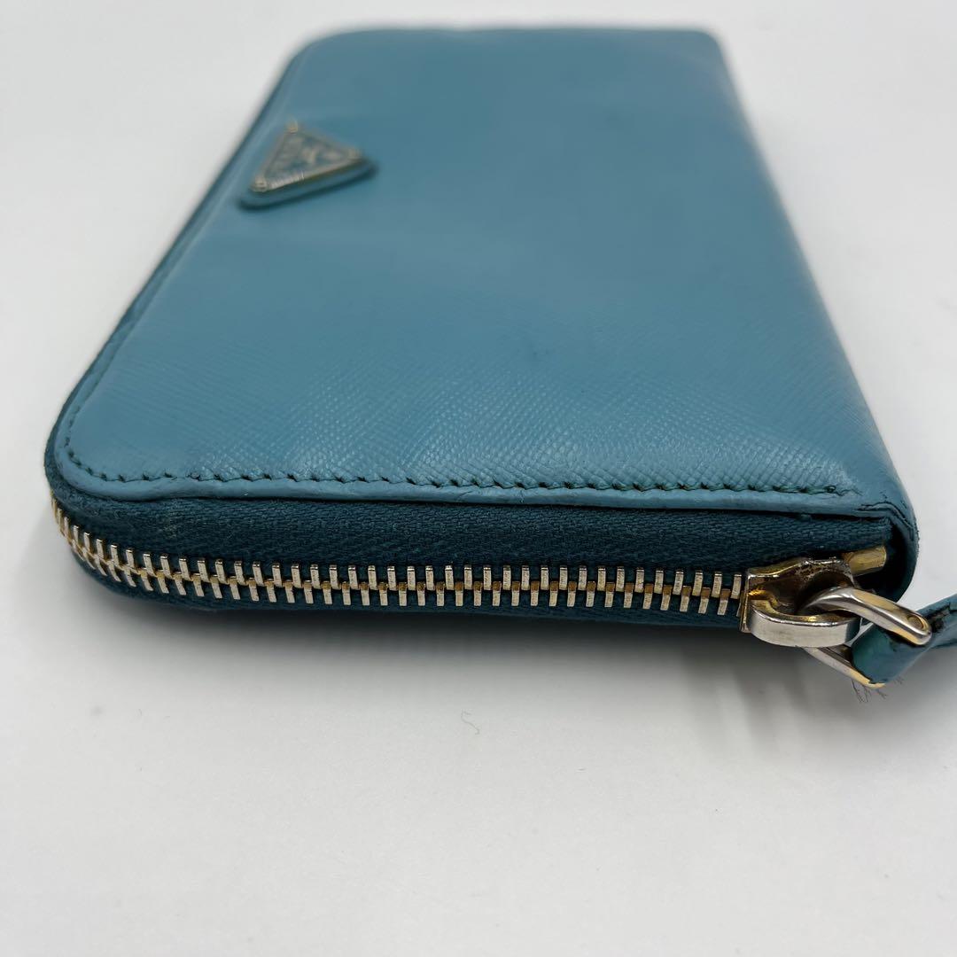 PRADA プラダ 長財布 サフィアーノ ラウンドファスナー ブルー レザー PRADA プラダ ラウンドファスナー長財布 ブルー レザー