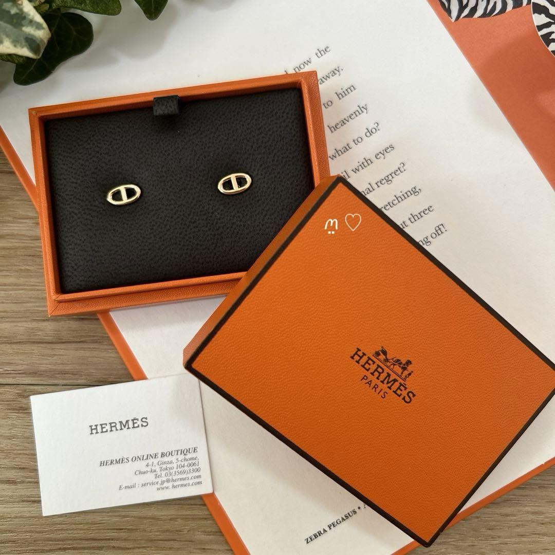 HERMES エルメス シェーヌダンクルピアスTPM Ꮶ18ピンクゴールド