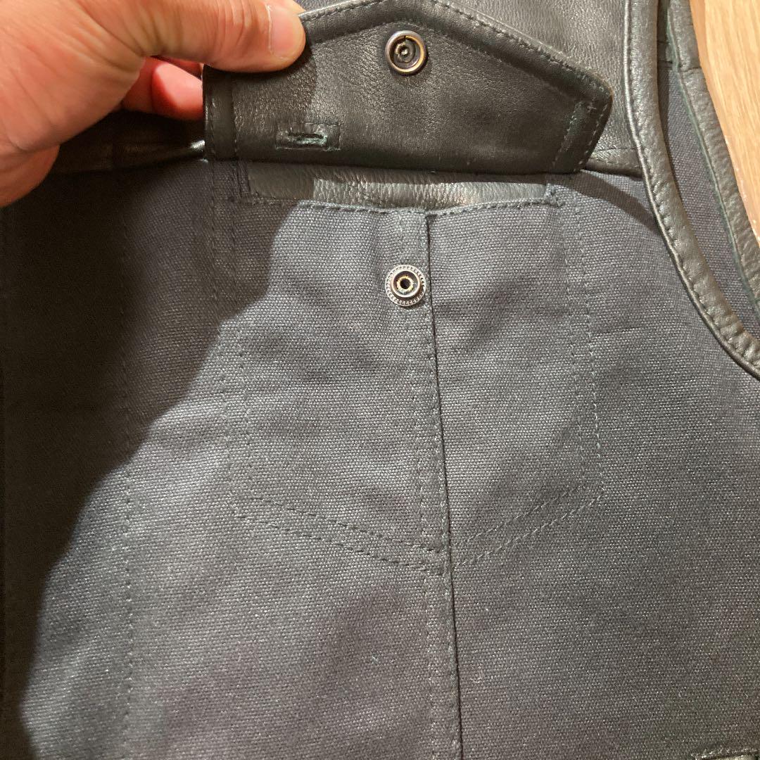 First MFG Co. -49 51 Denim&Leather Vest HGmfc-m46559792595 国産超激得