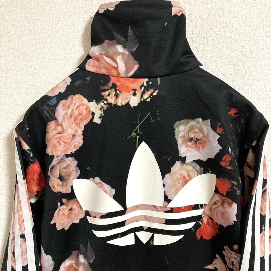 adidas アディダス バラ柄 薔薇柄 花柄 トラックジャケット ジャージ M