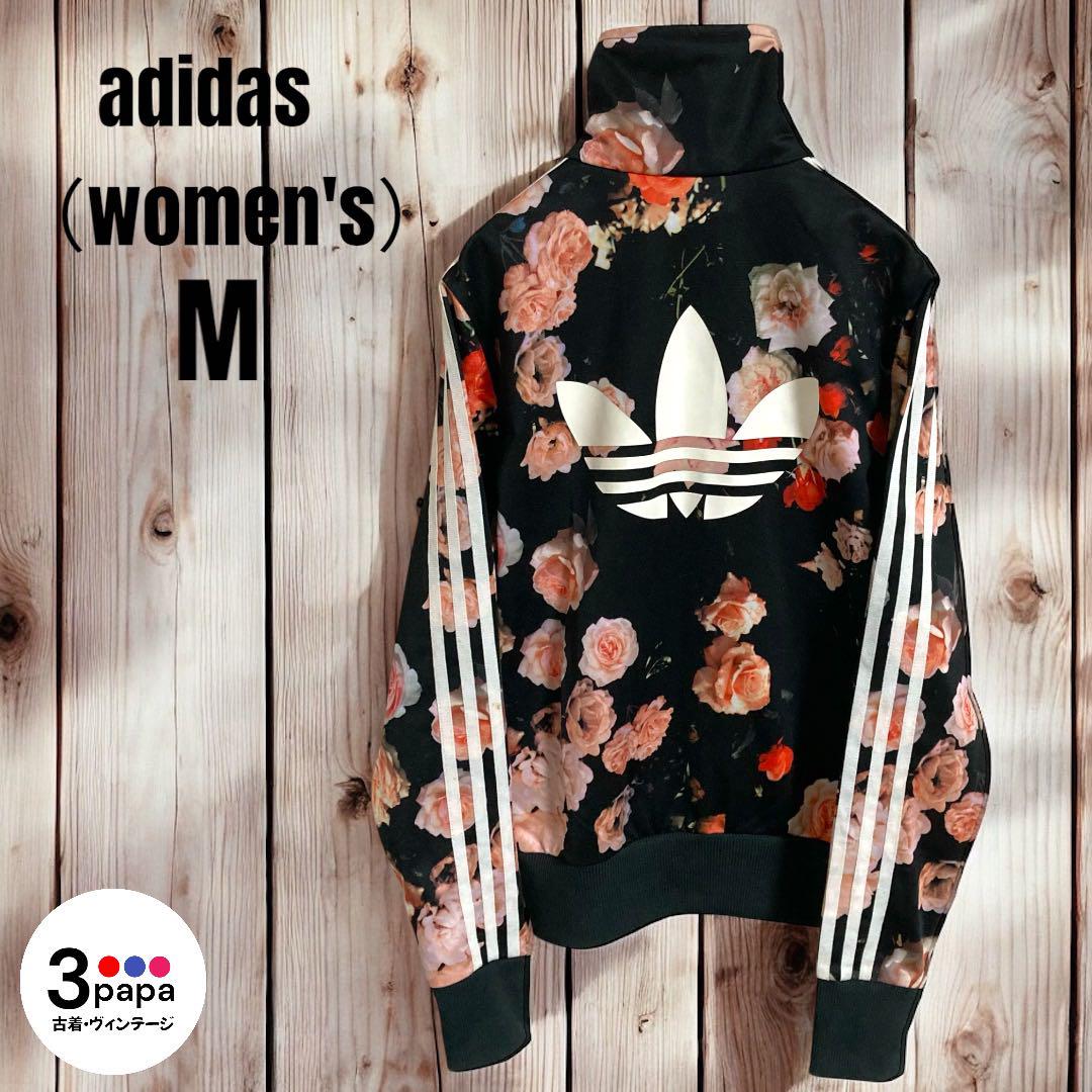 adidas アディダス バラ柄 薔薇柄 花柄 トラックジャケット ジャージ M