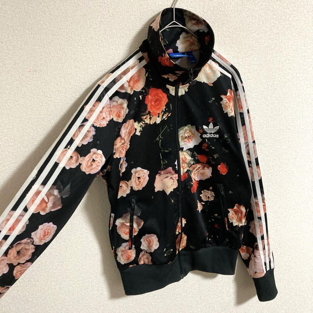 adidas アディダス バラ柄 薔薇柄 花柄 トラックジャケット ジャージ M