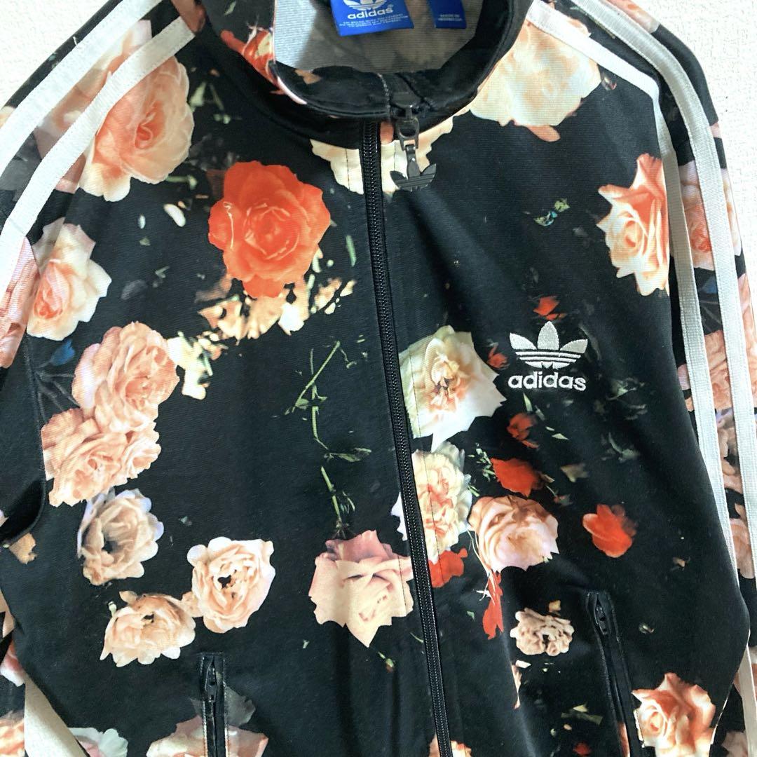 adidas アディダス バラ柄 薔薇柄 花柄 トラックジャケット ジャージ M