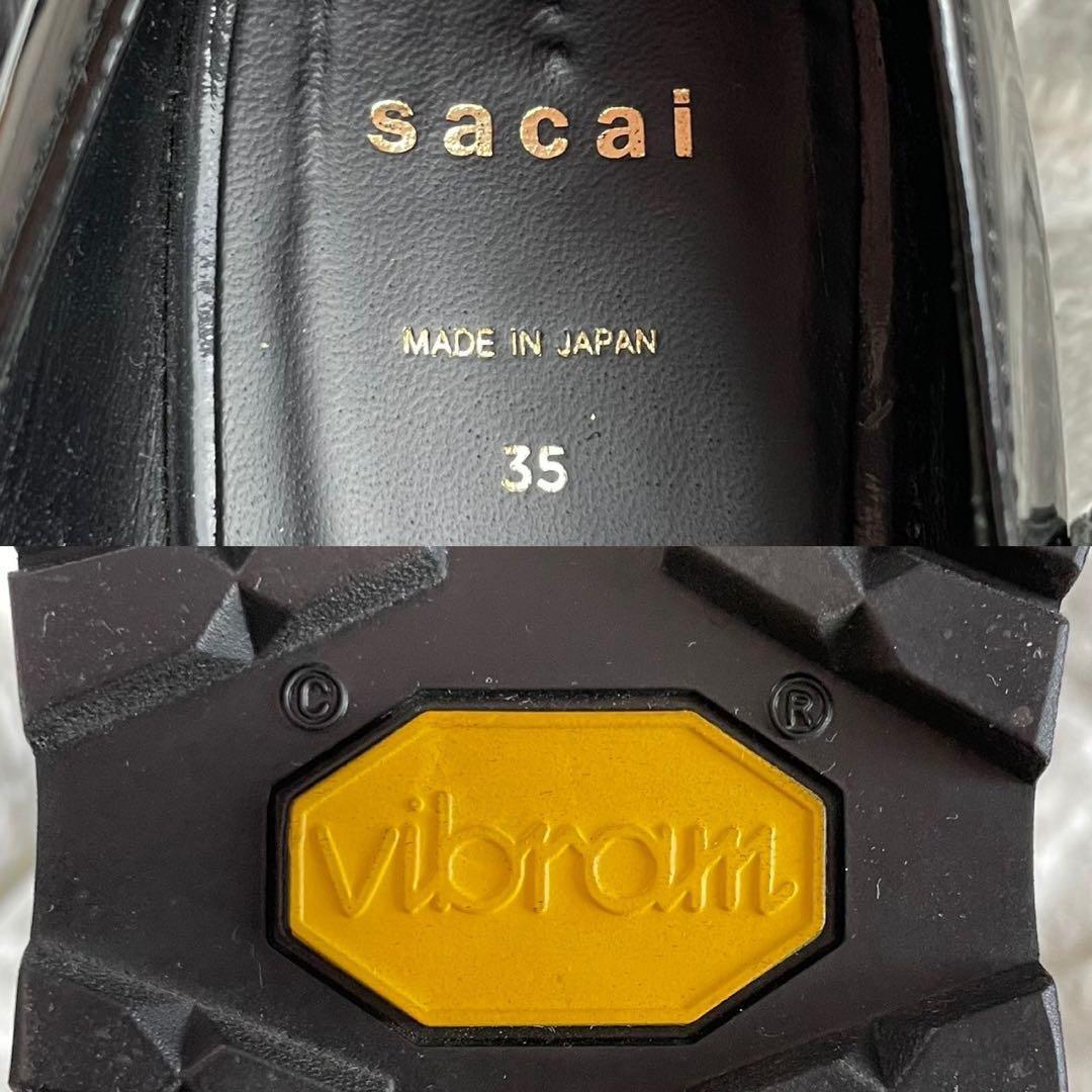 ★未使用級 sacai パンプス メリージェーン アシンメトリー ビブラム 35