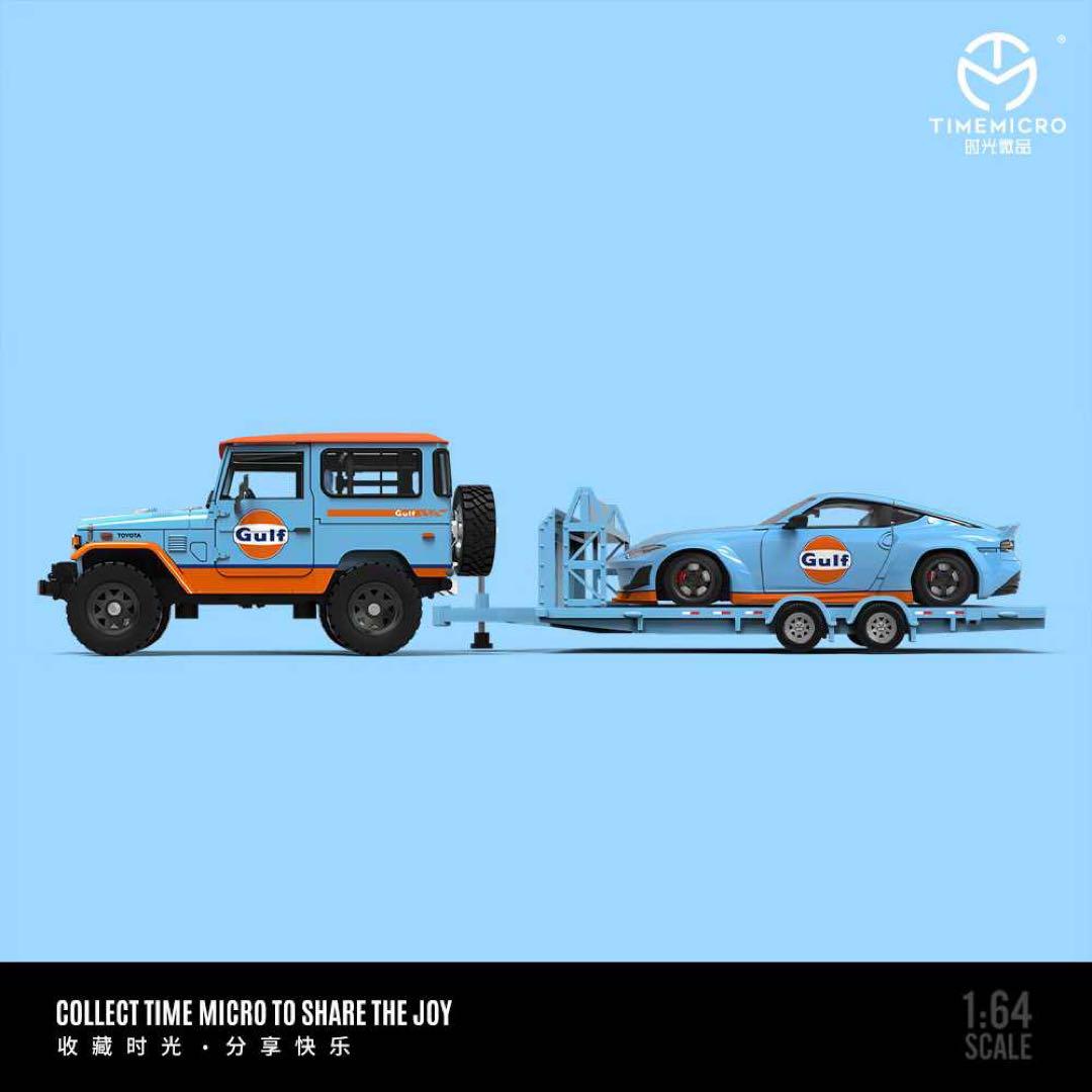 TM 1:64 Gulf Land Cruiser FJ40 400Z Coupe Trailer Model